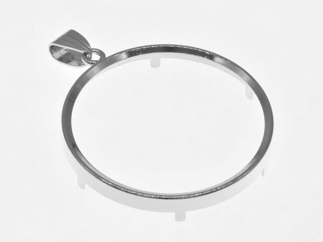 Münzfassung Anhänger - schlicht - 36 mm max. Münzen Durchmesser - 925 Sterling Silber rhodiniert