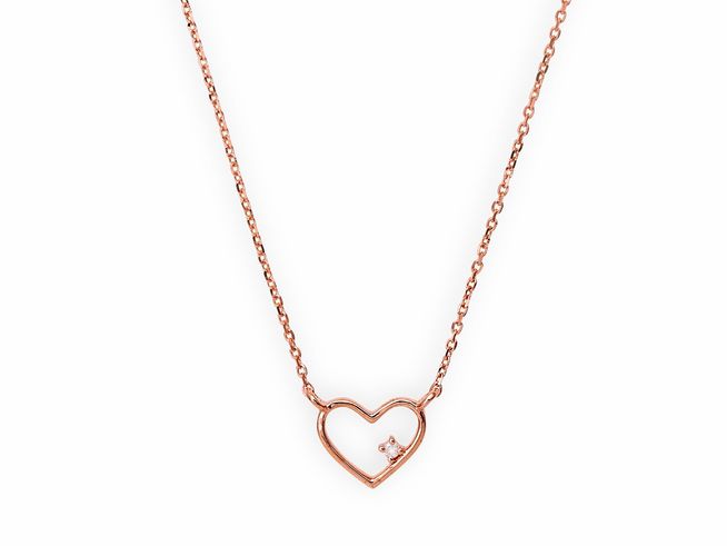 Xenox Gold Kette XG4209R - 42 cm - HEART - Roségold Karreekette 375 GOLD