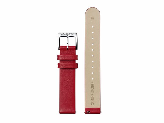 Mondaine Uhren Lederarmband FEM.3116.30Q.5.K - echtes Leder Rot - 16 mm