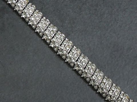 Strass Armband - pompös - WEIß - 17,5 cm - silberfarben