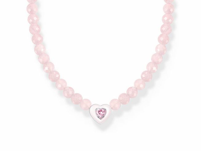 Thomas Sabo KE2181-035-9-L42v Choker - Silber + Rosenquarz + Zirkonia - pink - Herz - 34 - 42 cm