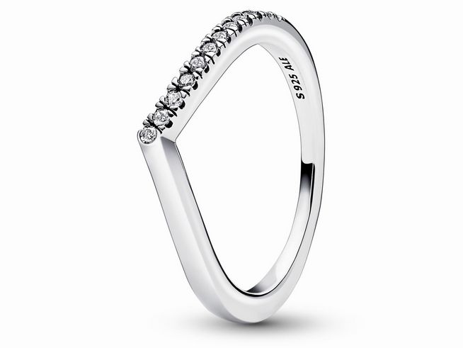 Pandora Wishbone Halb funkelnder Ring - 192394C01-60 - Sterling Silber - Zirkonia - Klar - Gr. 60