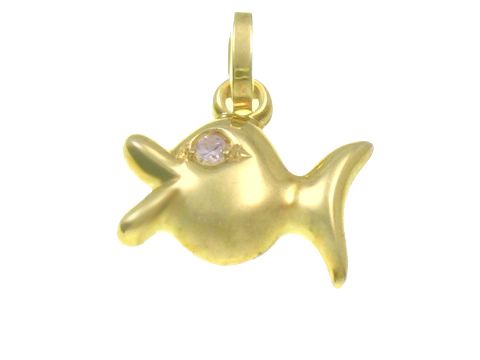 Kleiner Fisch FISH Gold Anhänger mit Diamant - Pisces