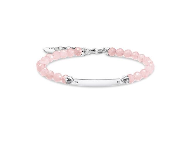 Thomas Sabo Gravur Armband A2042-637-9-L19V Silber - geschwärzt - Rosenquarz - 16-19 cm