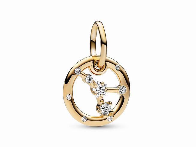 Pandora 762708C01 - Sternzeichen Krebs Charm-Anhänger - Gelbgold Vergoldung - Zirkonia