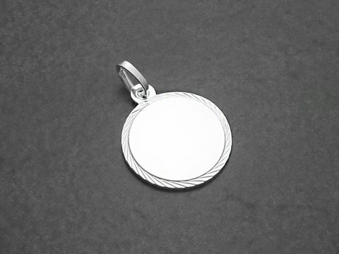 Gravurplatte 17 mm - Sterling Silber Anhänger - Diamantschliff