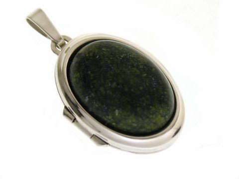 Russisch Serpentin - Medaillon Cabochon Sterling Silber