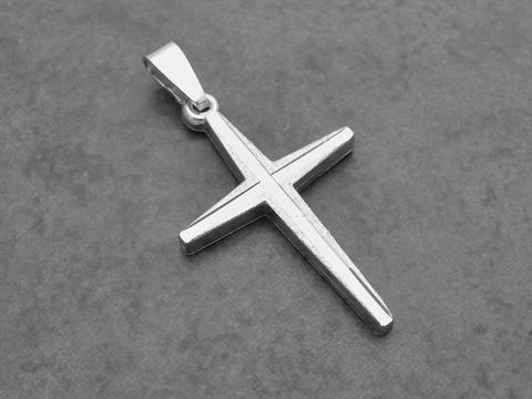 Silber Anhänger - Kreuz - modisch - teilmattiert, Hersteller: Juwelier Harnisch, schlicht, ideal für jeden Anlass und perfekt kombinierbar mit anderen Schmuckstücken.