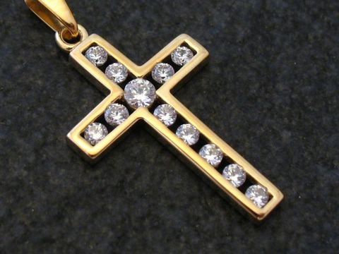 Funkelndes Zirkonia Goldkreuz - Gold 333