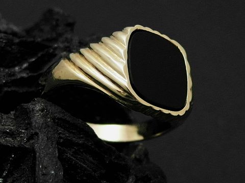 Goldring - modern - Gold 375 - Onyx-Achat - Gr. 60,5