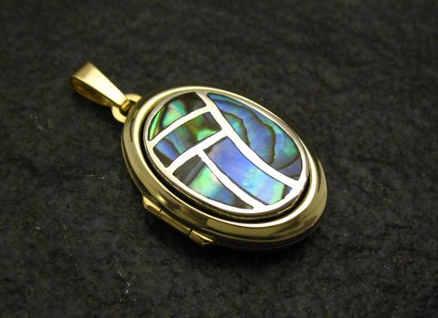 Perlmutt in Silber gefasst Medaillon Cabochon Gold 333