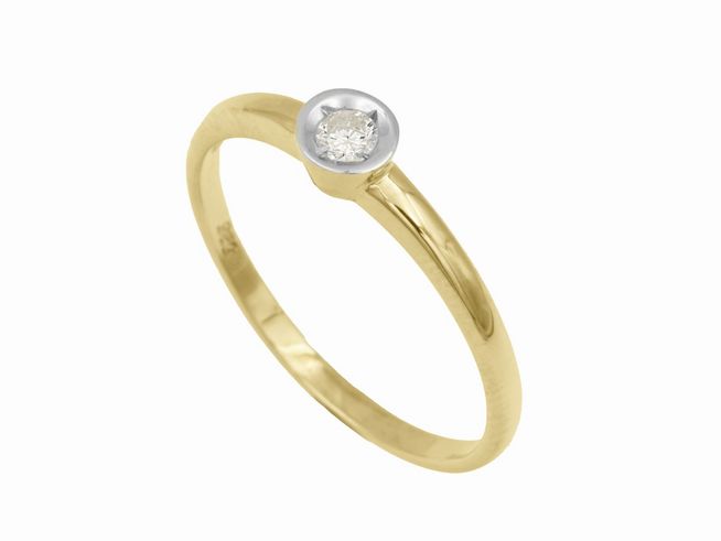 Gelbgold Ring - edel - Gelbgold 585 - Diamant 0,10 ct TC-piqué - Gr. 60