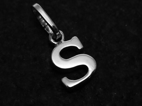 S - Buchstaben Anhänger 925 Sterling Silber rhodiniert