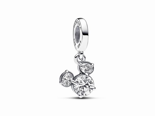 Pandora 793031C01 - Disney Micky Maus Funkelnder Kopf Sil­hou­et­te Charm-Anhänger - Sterling Silber - Zirkonia