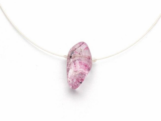 DUR Glasspiel K2912 - Sterling Silber Kette - rhodiniert - pinker Kristall - 42 cm