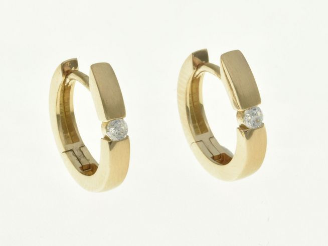 Creolen 1,4 cm - Sterling Silber - Rosegold vergoldet - Zirkonia - 2,6 mm