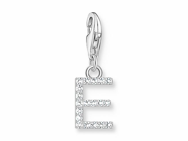 Thomas Sabo 1945-051-14 Charm-Anhänger - funkelnder Buchstabe E - Silber & Zirkonia - Weiß