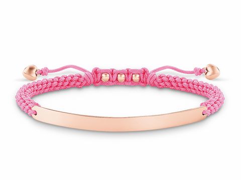 Thomas Sabo LBA0048-597-9-L21v Love Bridge Armband 15-21cm Silber verg. Roségold - Nylon pink