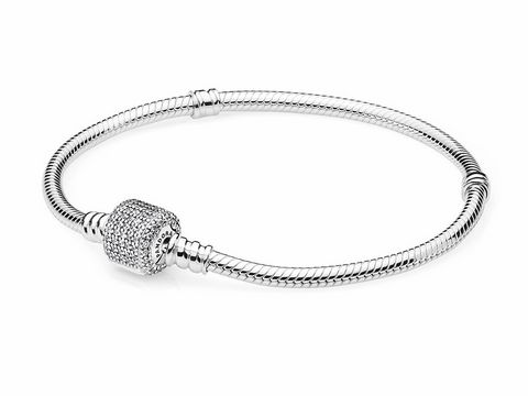 PANDORA 590723CZ-20 cm - Armband mit Pavé-Kugelverschluss - Silber + Zirkonia klar - Armband