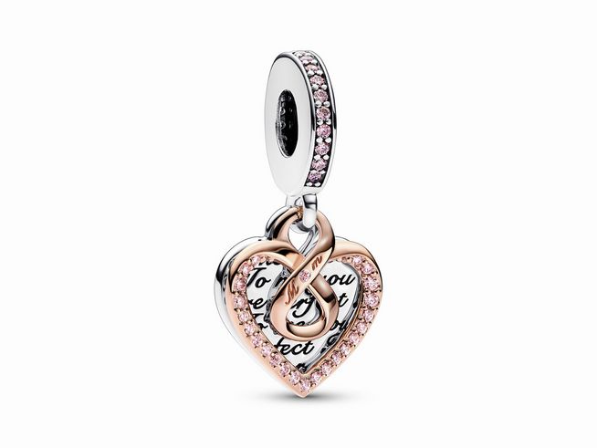 Pandora 782641C01 Bicolor Unendlichkeits-Herz Doppelter - Sterling Silber + Roségold Vergoldung