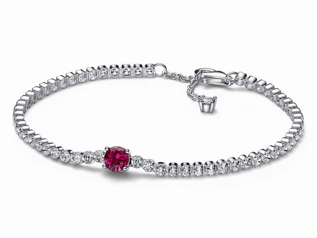 Pandora - Armband - Rotes funkelndes Rundes Pavé Tennisarmband - 592403C01-20 - Sterling Silber - Steinmix - Rot - 20 cm