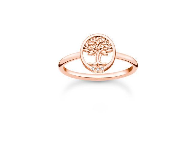 Thomas Sabo Charming Lebensbaum Ring TR2375-416-14-58 Sterling Silber - verg. Roségold + Zirkonia - weiß - Gr. 58