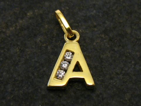 A Buchstaben Initialen Anhänger Gold mit Zirkonia