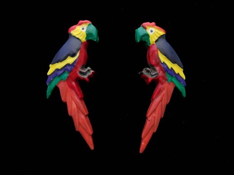 Papagei Ohrringe - Modeschmuck - dunkelblauem Rücken + rotbraunem Schwanz