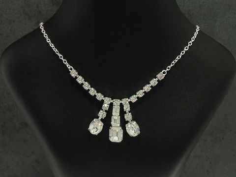 Strass Collier Kette - edel - weiß 38-45 cm - Strasskette