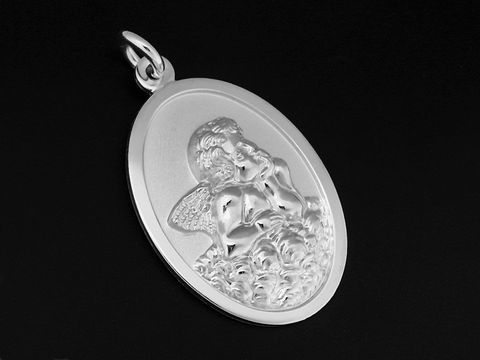 Oval - Silber Anhänger - 925 Sterling Silber rhodiniert - Engel - Amor