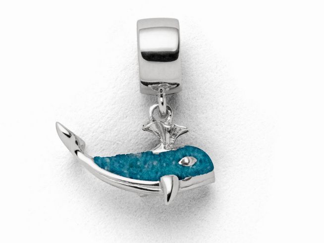 DUR Schmuck F284 - Sterling Silber Charm Walfisch Blauer Steinsand - Steinsand -