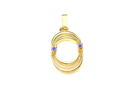 Saphir - Saphir - Gold Anhänger - Designer Schmuck