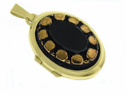 Black dream - Medaillon mit Cabochon - Gold 585