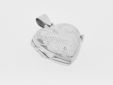 Silber Medaillon - Herz - Sterling Silber - floral verschlungen