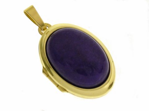 Jade lila Medaillon - Cabochon - Gold 333