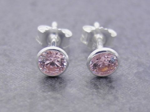 Ohrringe Kreis - Sterling Silber - funkelnd - Zirkonia - pink