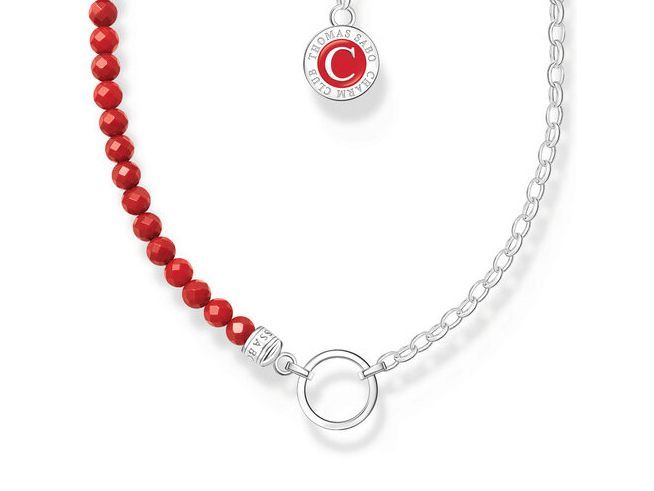 Thomas Sabo KE2190-007-10-L45v Kette - Carrier - Glieder Beads in Rot - Silber & Emaille - Rot - 40 bis 45 cm