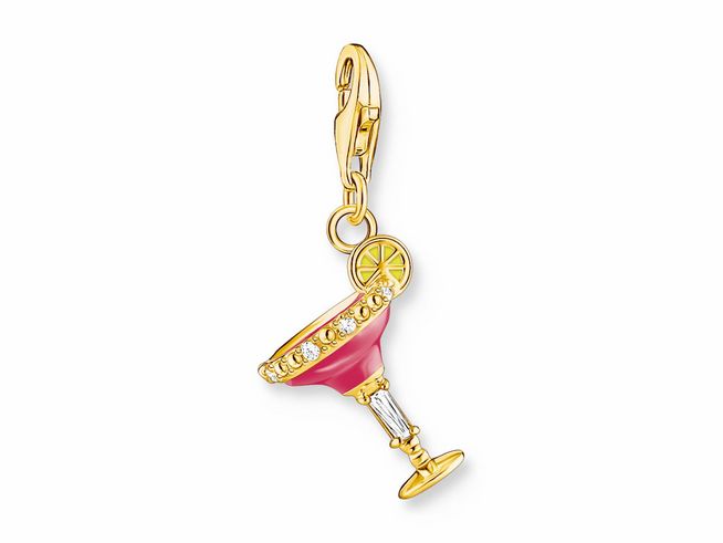 Thomas Sabo 1931-565-9 Charm-Anhänger - Silber vergoldet Gelbgold + Emaille - Cocktailglas