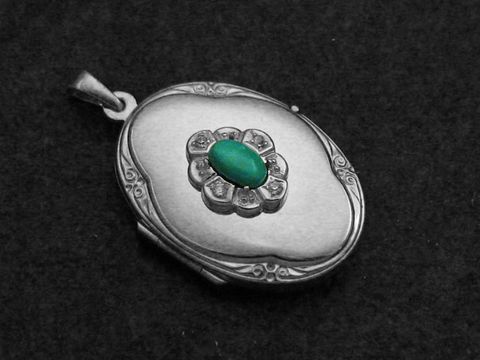 Türkis türkis Medaillon Cabochon Sterling Silber rhod.