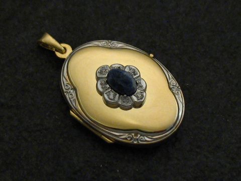 Sodalit blau - Medaillon Cabochon Gold 585 bicolor