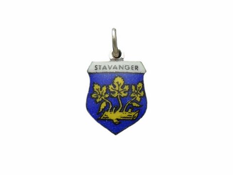 Stravanger Stadtwappen - Norwegen Wappen - Silber Anhänger