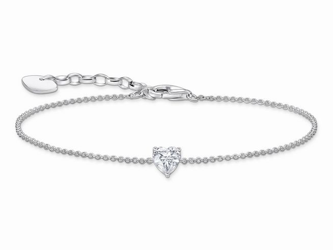 Thomas Sabo Essentials A2157-051-14-L19V Armband - mit großem Herz - Silber & Zirkonia - Weiß - 16 bis 19 cm