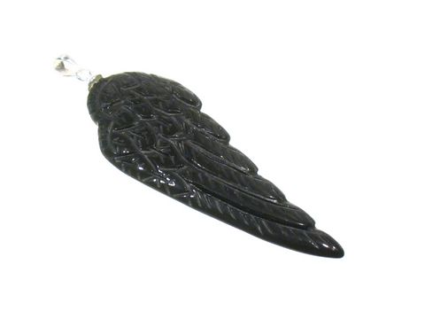 Flügel aus echtem Onyx - 5 cm Silber Öse -WING- Engel
