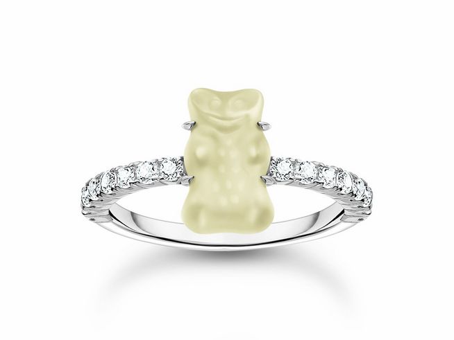 Thomas Sabo TR2459-052-14-58 HARIBO Ring mit Goldbär - Gummibärchen - Silber & Glas & Zirkonia - Weiß - Gr. 58