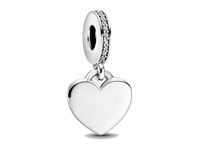 Pandora gravierbares Herz 798761C01 - Sterling Silber Charm-Anhänger BEIDSEITIG inkl. Gravur - Zirkonia