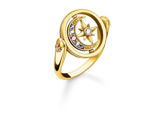 Thomas Sabo Ring TR2377-959-7-58 Sterling Silber - verg. Gelbgold + Glas-Keramik + Zirkonia - Gr. 58