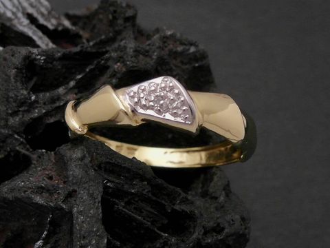 Gold Ring - imposant - Gold 333 bicolor - Diamant - Goldring - Gr. 57,5