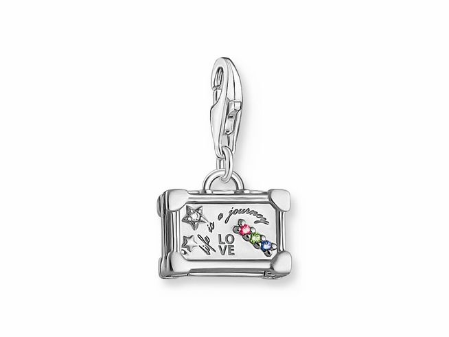 Thomas Sabo 1936-318-7 Charm-Anhänger - Silber geschw. + Glas-Keramik Stein - Koffer