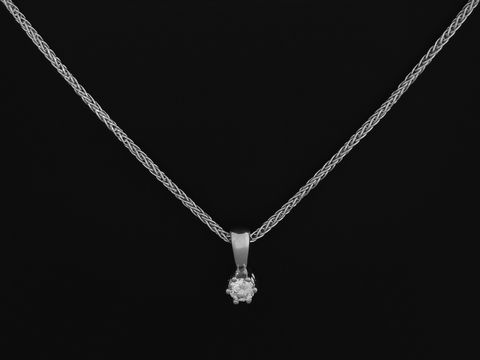 Weißgold Kette mit Anhänger - Fuchsschwanz - strahlend - Brillant 0,10 ct. W/Si - 43 cm