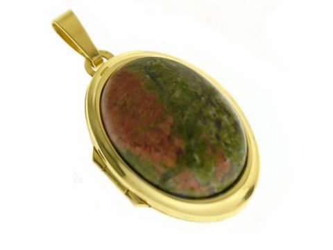 Unakite Stein - Medaillon Cabochon Gold 333